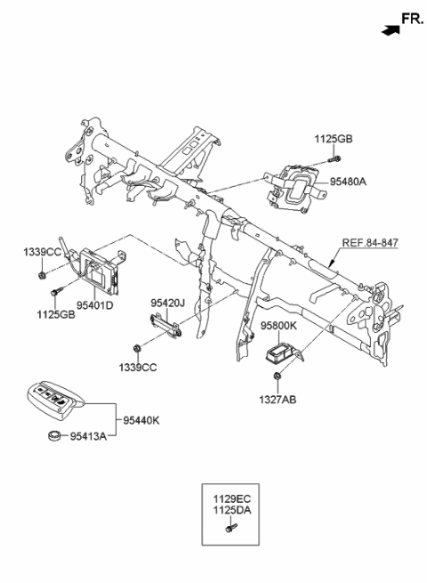 2015 Hyundai Santa Fe Brake Control Module And Receiver Unit Assembly Diagram for 95400-4Z250
