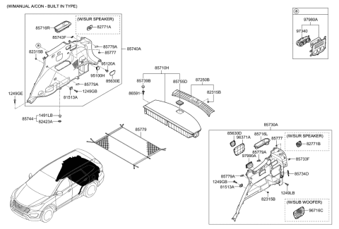 2015 Hyundai Santa Fe Trim Assembly-Luggage Side LH Diagram for 85730-B8090-RYN