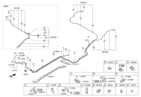 2012 Hyundai Sonata Protector-Fuel Line Front Diagram for 31315-2W000