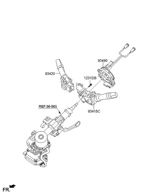 2013 Hyundai Sonata Switch Assembly-Lighting & Turn Signal Diagram for 93410-4Z100