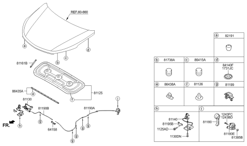 2013 Hyundai Sonata Catch Assembly-Hood Safety Hook Diagram for 81150-2W000
