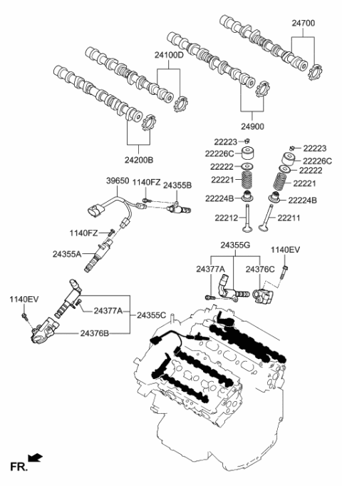 2013 Hyundai Santa Fe Camshaft & Valve Diagram 2