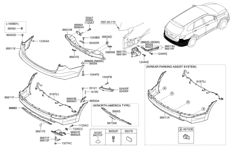 2013 Hyundai Santa Fe Cap-Rear Hook Diagram for 86667-B8000