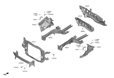 2021 Hyundai Nexo Fender Apron & Radiator Support Panel Diagram