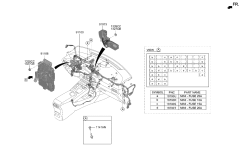 2020 Hyundai Nexo Instrument Panel Junction Box Assembly Diagram for 91950-M5060
