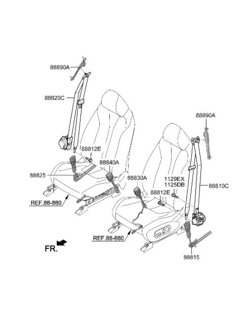 2022 Hyundai Nexo Seat Belt PRETENSIONER,RH Diagram for 88860-M5000-UUG