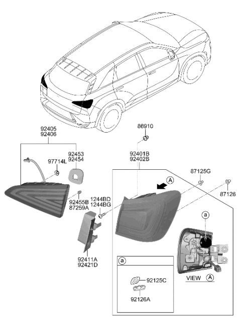 2023 Hyundai Nexo Lamp Assembly-Rear Comb Outside,LH Diagram for 92401-M5050