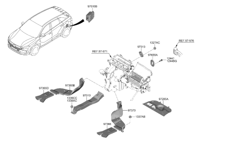 2021 Hyundai Nexo Grille Assembly-Air Extractor Diagram for 97510-F2000
