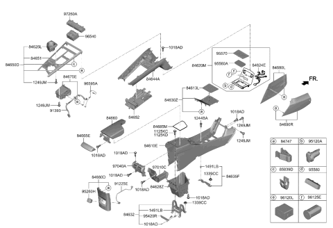 2022 Hyundai Nexo Console Assembly-Floor Diagram for 84610-M5000-SRX