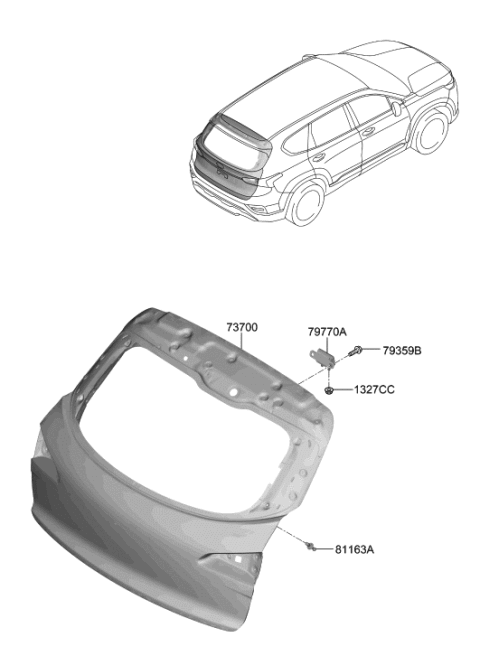 2021 Hyundai Nexo Panel Assembly-Tail Gate Diagram for 72800-M5010