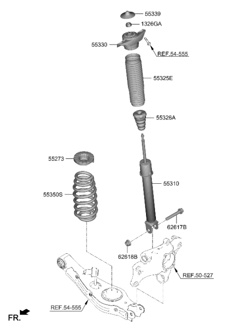 2020 Hyundai Nexo Rear Shock Absorber Assembly Diagram for 55307-M5100