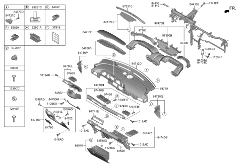 2021 Hyundai Nexo Crash Pad Diagram