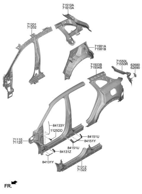 2023 Hyundai Nexo Pillar Assembly-Front Inner,RH Diagram for 71202-M5050
