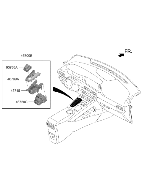 2020 Hyundai Nexo Shift Lever Control (ATM) Diagram