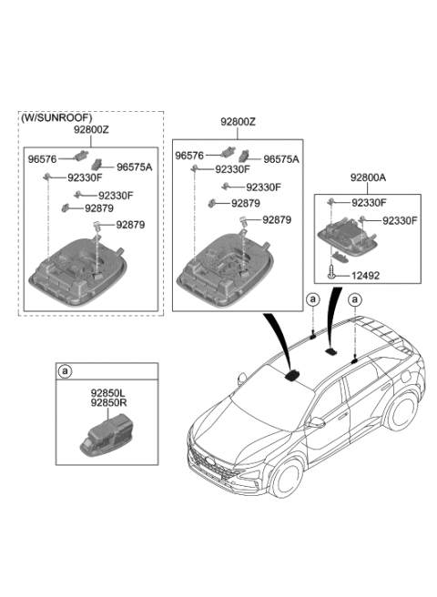 2020 Hyundai Nexo LAMP ASSY-OVERHEAD CONSOLE Diagram for 92810-M5020-YPK