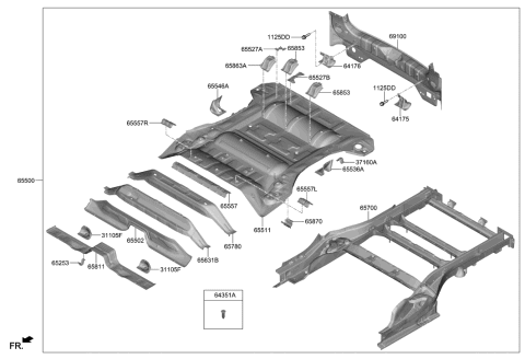 2022 Hyundai Nexo Panel Complete-Rear Floor Diagram for 65500-M5000