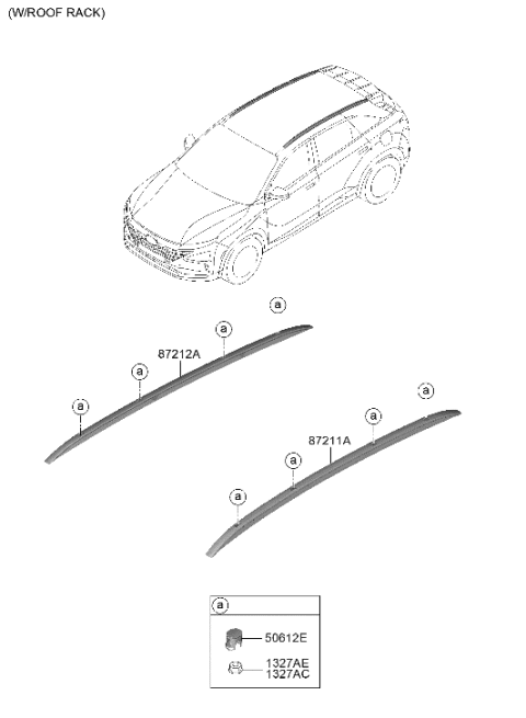 2019 Hyundai Nexo RACK ASSY-ROOF LH Diagram for 87270-M5500-XAA