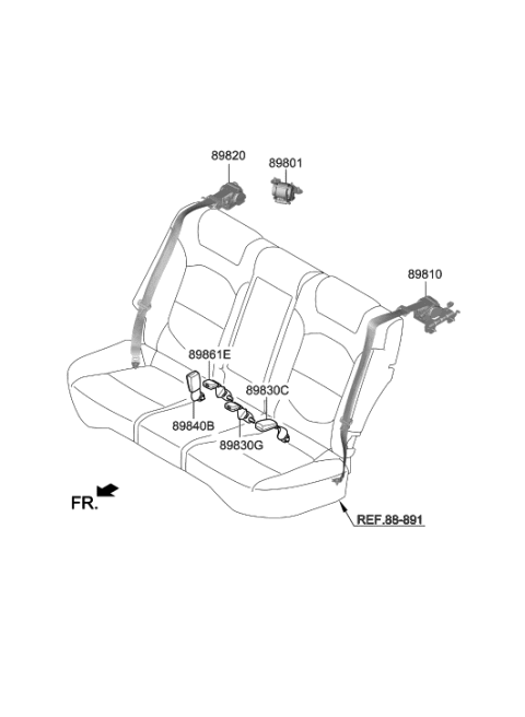 2020 Hyundai Nexo Rear Seat Belt Assembly,Left Diagram for 89810-M5500-YPK