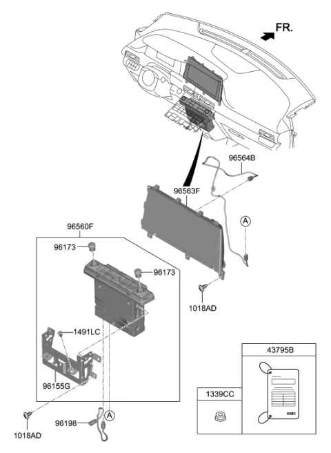 2022 Hyundai Nexo Monitor Assembly-Front Avn Diagram for 96525-M5200-UUP