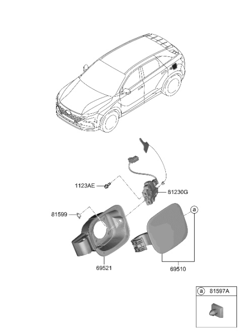 2019 Hyundai Nexo Opener Assembly-Fuel Filler Dr Diagram for 81560-M5000