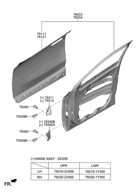 2019 Hyundai Nexo Front Door Panel Diagram
