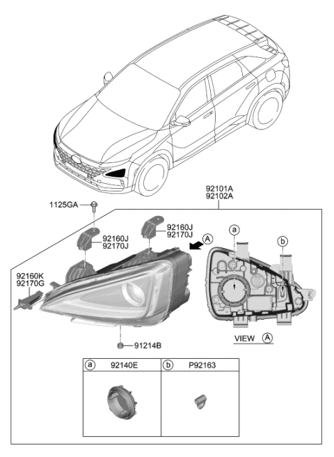 2021 Hyundai Nexo BRKT-Head Lamp,RH Diagram for 92152-M5000
