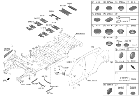 2020 Hyundai Genesis G70 Pad-Antivibration Rear Floor,Front Diagram for 84158-D3000
