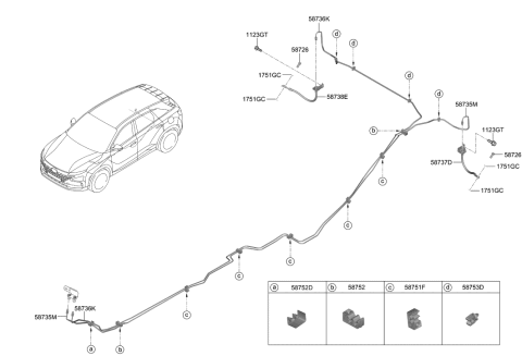 2021 Hyundai Nexo Hose-Brake Rear,LH Diagram for 58737-M5000