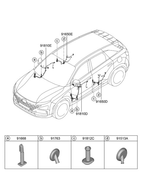 2022 Hyundai Nexo Wiring Assembly-RR Dr LH Diagram for 91620-M5030