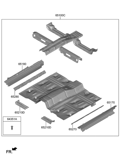 2021 Hyundai Nexo Member Assembly-Ctr Floor Side Diagram for 652A2-M5000
