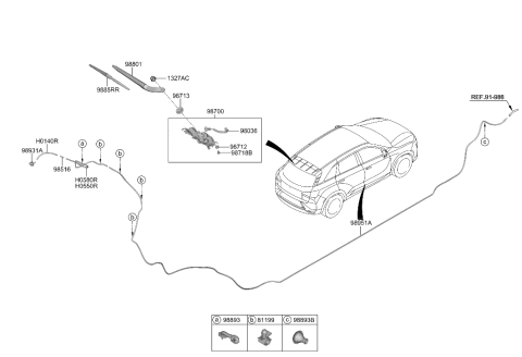 2019 Hyundai Nexo Rear Wiper Blade Assembly Diagram for 98360-D8000