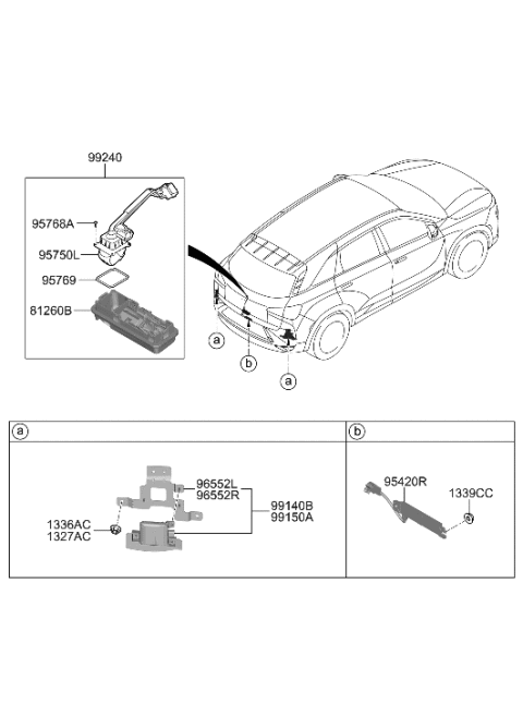 2021 Hyundai Nexo Unit Assembly-Rear Corner Radar,RH Diagram for 99150-M5000