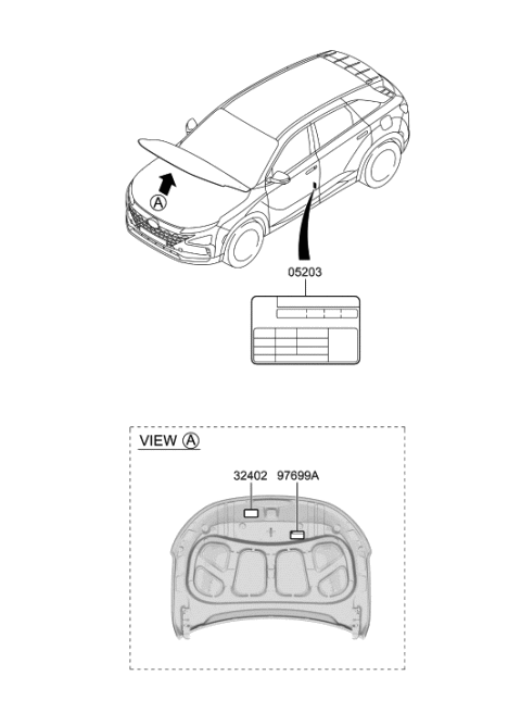 2023 Hyundai Nexo Label-Emission Diagram for 32450-M5002