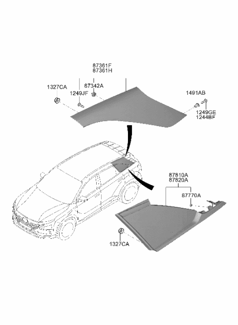 2020 Hyundai Nexo Clip-Side GARNISH MTG Diagram for 87220-3X500