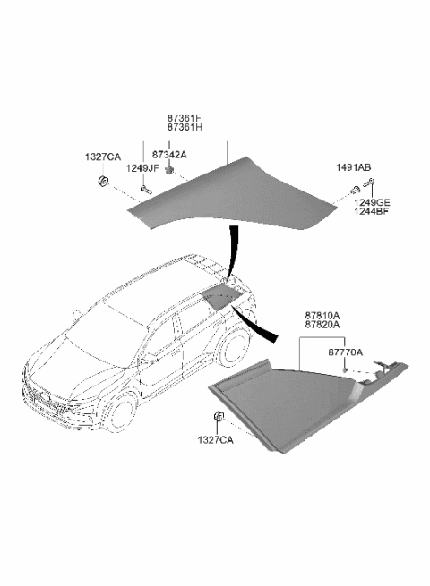 2020 Hyundai Nexo GLASS & MOULDING ASSY-QUARTER Diagram for 87820-M5030