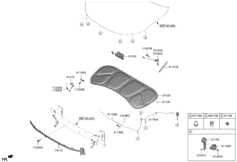 2019 Hyundai Nexo Latch Assembly-Hood Diagram for 81130-D7000
