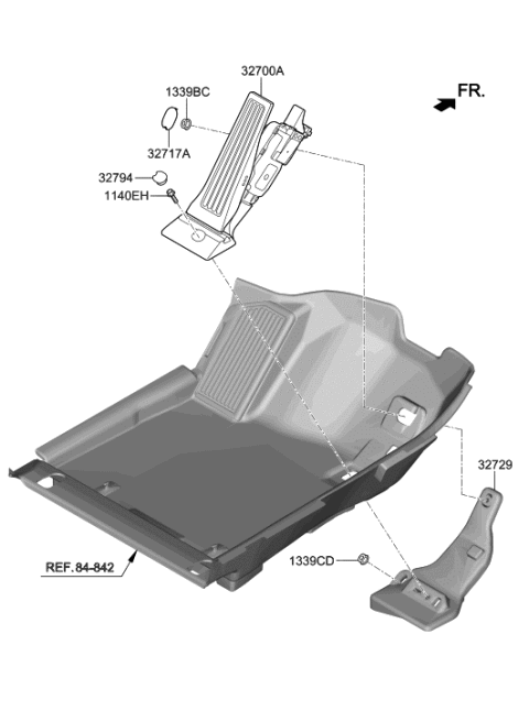 2022 Hyundai Nexo Bracket-Pedal MTG Diagram for 32728-M5100