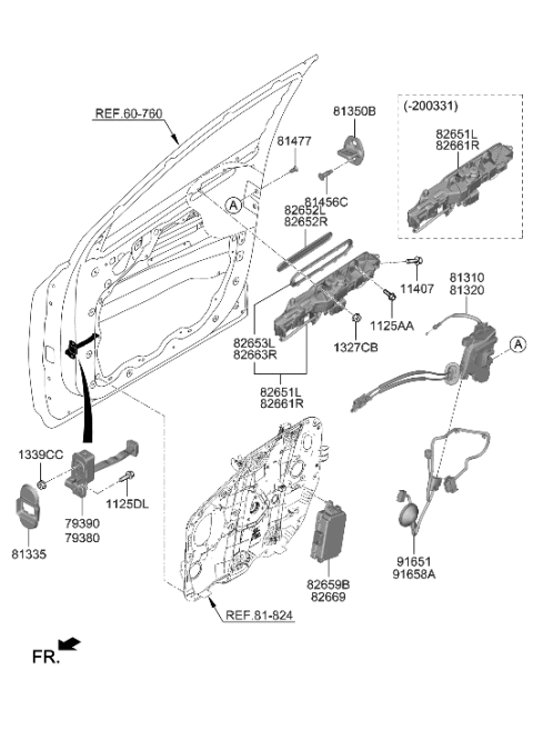 1997 Hyundai Elantra Striker Assembly-Door Diagram for 81450-A4000