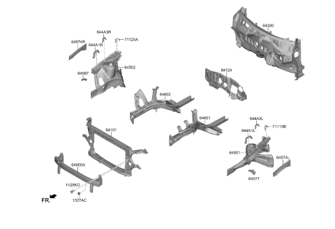 2021 Hyundai Venue Fender Apron & Radiator Support Panel Diagram