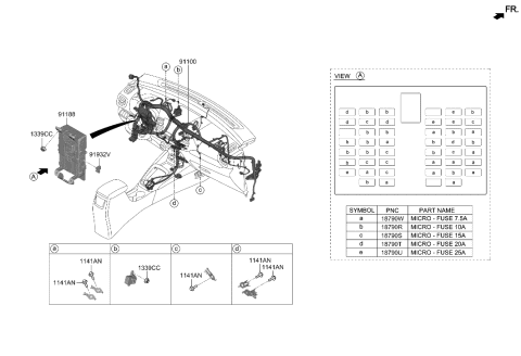 2018 Hyundai Kona JUNCTION BOX ASSY-I/PNL Diagram for 91954-K2240