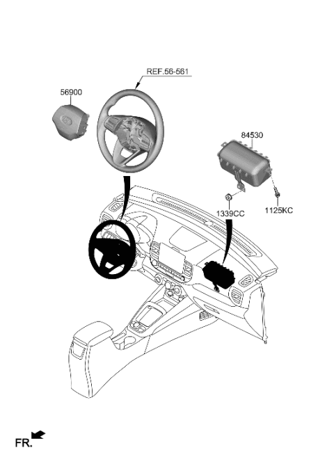 2018 Hyundai Kona Module Assembly-STRG Wheel Air Bag Diagram for 80100-K2500-NNB