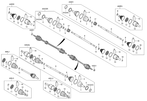 2020 Hyundai Venue Shaft Assembly-Drive,LH Diagram for 49500-K2040