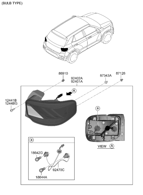 2023 Hyundai Kona Electric Holder & Wiring-Rear COMBINATI Diagram for 92491-K2011