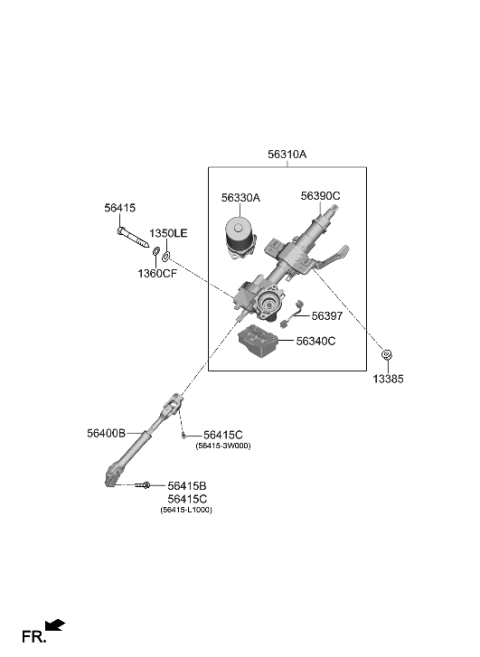 2023 Hyundai Venue Steering Column & Shaft Diagram