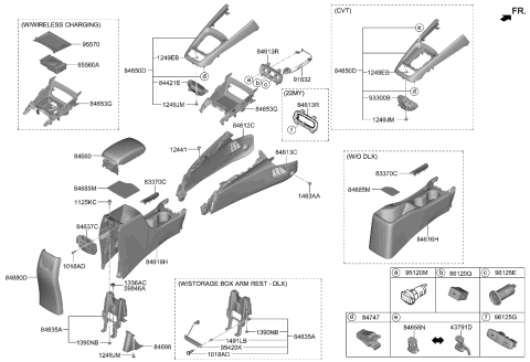 2020 Hyundai Venue Console Armrest Assembly Diagram for 84660-K2000-UUG