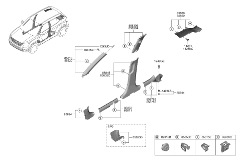 2021 Hyundai Venue Trim Assembly-Ctr Pillar UPR LH Diagram for 85830-K2100-MMH