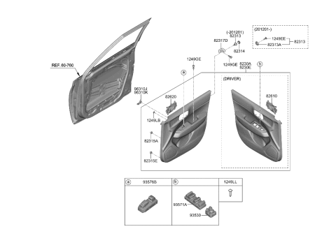 2022 Hyundai Venue Front Door Trim Diagram