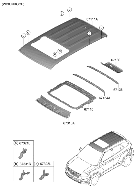 2023 Hyundai Venue Ring Assembly-SUNROOF REINF Diagram for 67115-K2050
