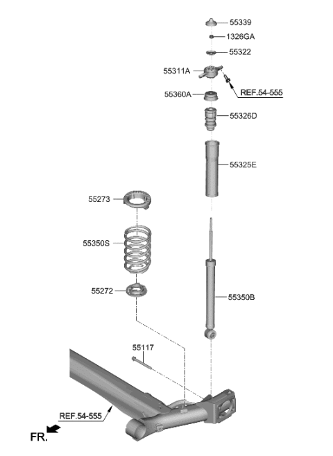 2023 Hyundai Kona Electric Rear Spring Pad,Upper Diagram for 55334-K2000