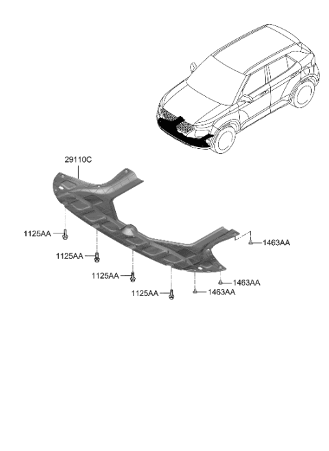 2022 Hyundai Venue Panel Assembly-Under Cover Diagram for 29110-K2000